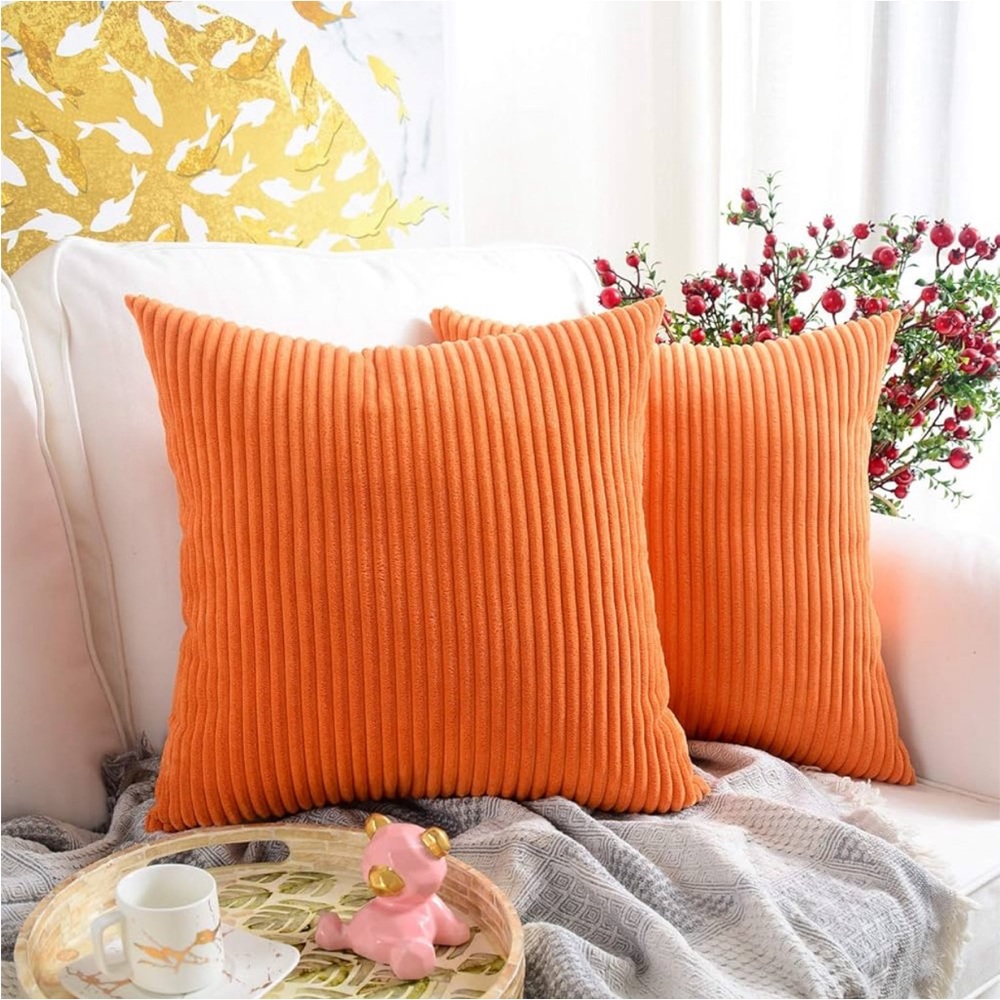 MERNETTE Pack of 2, Corduroy Soft Decorative Square Throw Pillow Cover